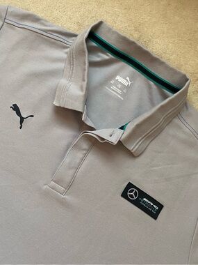 Puma Mercedes AMG Petronas Motorsport Polo Shirt Gray Men’s XXL 2XL Short Sleeve